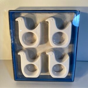 Jonathan Adler Happy Chic Ceramic Bird Napkin Rings Set of 4 In Original Box